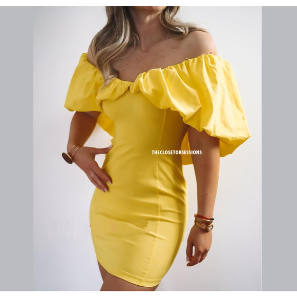 ZARA BLOGGER FAVE!!! Off-Shoulder Mini Dress NWT - Picture 4 of 16